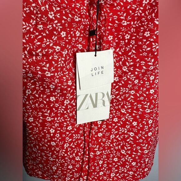 NWT ZARA Floral Print Corset Red Floral Adjustable Summer Top Size Medium - Picture 7 of 10